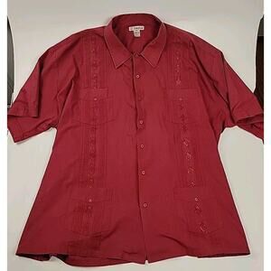Foxfire Guayabera Maroon Men's Big and Tall Button-Up Shirt - Size 4XB.